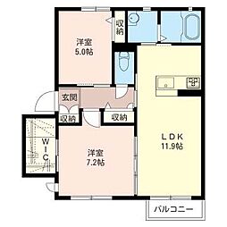ラソアレグリア 2LDKの間取図画像