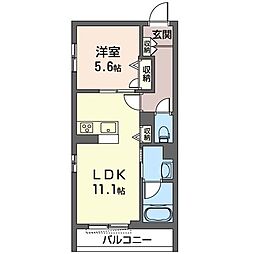 ポワール・ラメゾン 1LDKの間取図画像