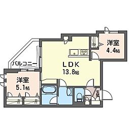 シャーメゾン東坂下 2LDKの間取図画像