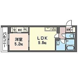 シャーメゾン東坂下 1LDKの間取図画像