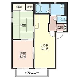 クレール 2LDKの間取図画像