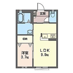 マストライフ高崎上大類B 1LDKの間取図画像