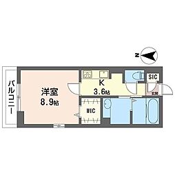 パークフォンターナ 1Kの間取図画像