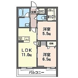 セレナ・パーク 2LDKの間取図画像