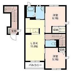 スクエアガーデンC 2LDKの間取図画像