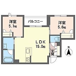 ベレオ東船橋 2LDKの間取図画像