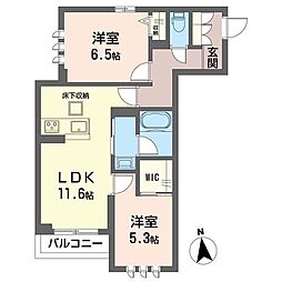 ジェミネ 2LDKの間取図画像