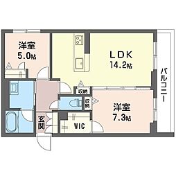シャインバード 2LDKの間取図画像