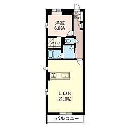 クレストコート 1LDKの間取図画像