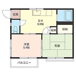 サンハイツ宮野木 2DKの間取図画像