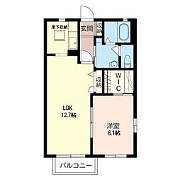 グランメール 1LDKの間取図画像