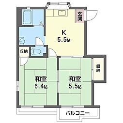 サンライズコート 2Kの間取図画像