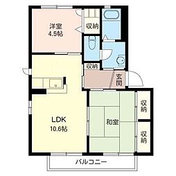 パステルコート弍番館 2LDKの間取図画像