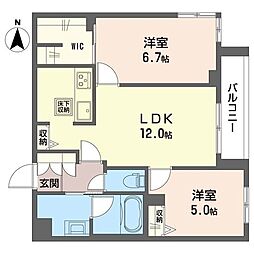 プレリー・レーヴ都賀 2LDKの間取図画像
