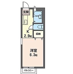 リヴェール 00105 1階1Kの間取り