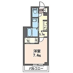 メゾンレグルス 1階1Kの間取り