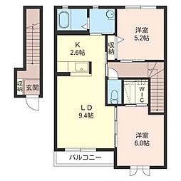 アルカンシエル　Ｂ館 2階2LDKの間取り