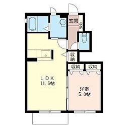 アルカンシエルE館 1LDKの間取図画像