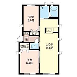 ほたる野サクベハイムＣ・Ｄ・Ｅ・Ｆ 1階2LDKの間取り