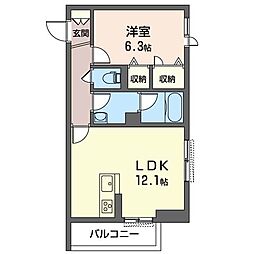 ラリュール1 1LDKの間取図画像