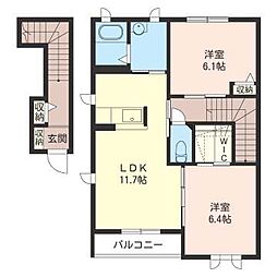 ヒルズコート1 2LDKの間取図画像