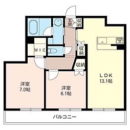 アムールサージュ 2LDKの間取図画像