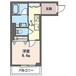 ラヴェールII 1Kの間取図画像