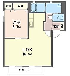 グリーンハイツ請西 1LDKの間取図画像