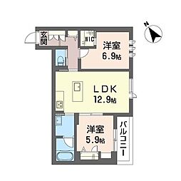 ティエンポ フェリズ I 2LDKの間取図画像