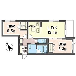 ティエンポ フェリズ I 2LDKの間取図画像