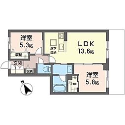 セルディーナ プリマ 2LDKの間取図画像