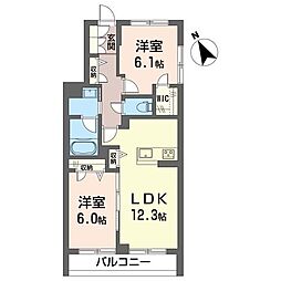 セルディーナ プリマ 2LDKの間取図画像