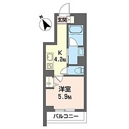 コーラルマンション 1Kの間取図画像