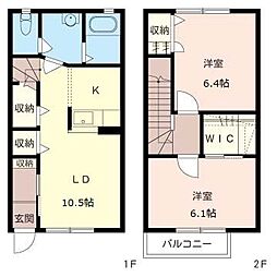 パークS 2LDKの間取図画像