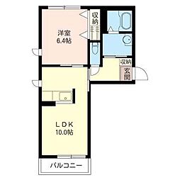花ハウスB 1LDKの間取図画像