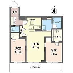 ヴァントサンクK 2LDKの間取図画像