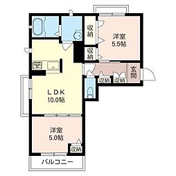 メゾンドール 3階2LDKの間取り