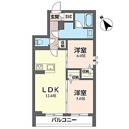 ルミエールカルム 2LDKの間取図画像