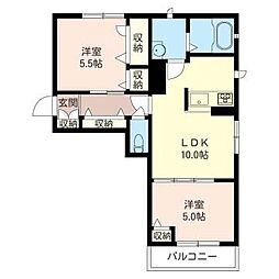 メゾンドール 2LDKの間取図画像