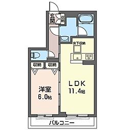 ドミール行徳 1LDKの間取図画像