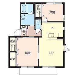 サンフォレスト宝弐番館 2LDKの間取図画像
