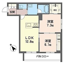 ククナ 2LDKの間取図画像