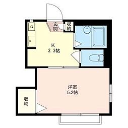 カメリヤハイツ 1Kの間取図画像