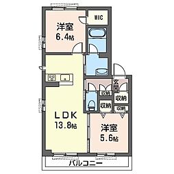 Ｃｈｉｂａｌｙ　Ｔｏｄｏｒｏｋｉ 2階2LDKの間取り