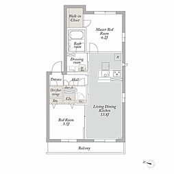 Ｃｈｉｂａｌｙ　Ｔｏｄｏｒｏｋｉ 1階2LDKの間取り