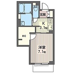 エーデルハイム 1Kの間取図画像