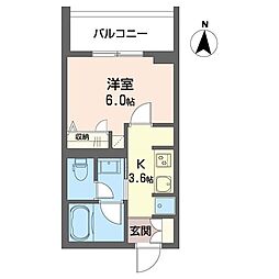 シャーメゾン小仲台 00401 4階1Kの間取り