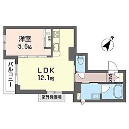 サンライズコート 1LDKの間取図画像