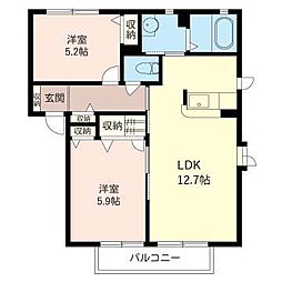 カーフブリッジ 2LDKの間取図画像