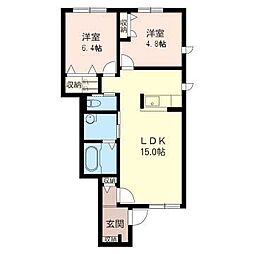 エルシエロアズールE 2LDKの間取図画像